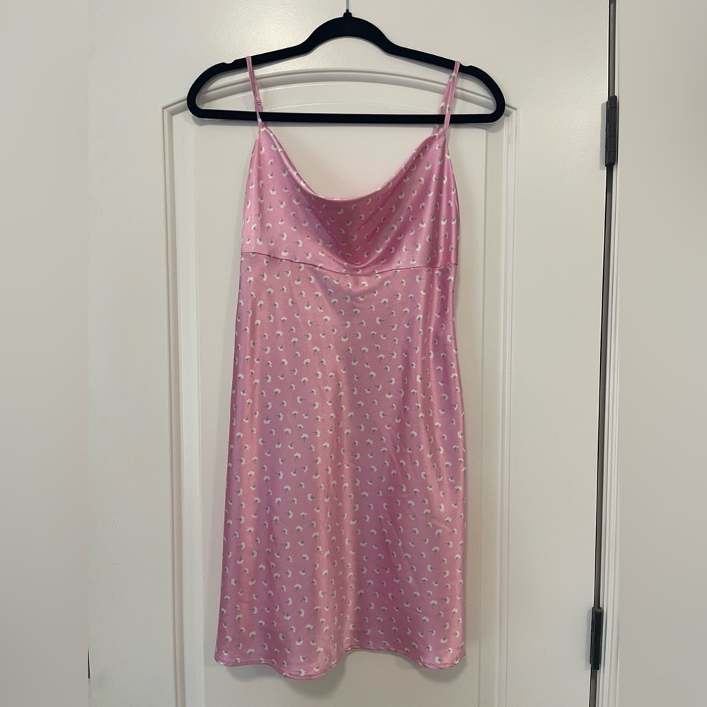 Zara Satin Cowl Neck Floral Printed Slip Dress - Picture 4 of 8